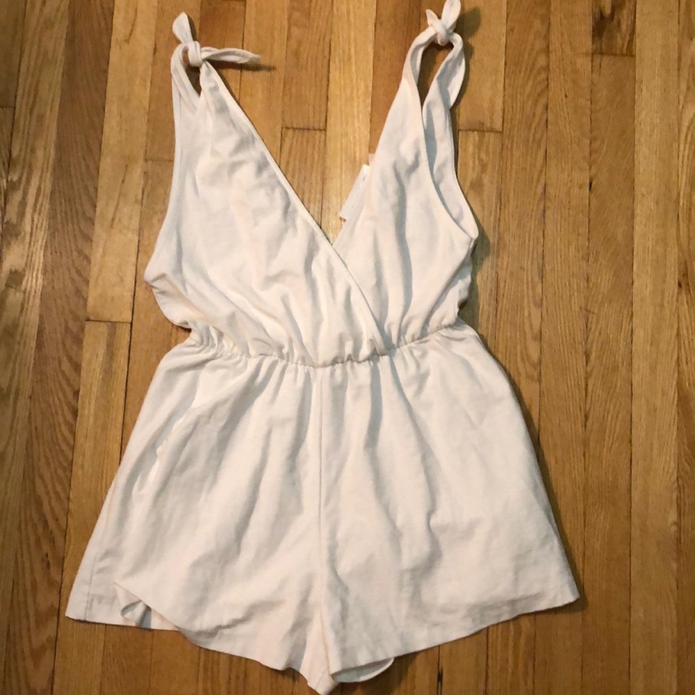 H&M white romper with adjustable ties
